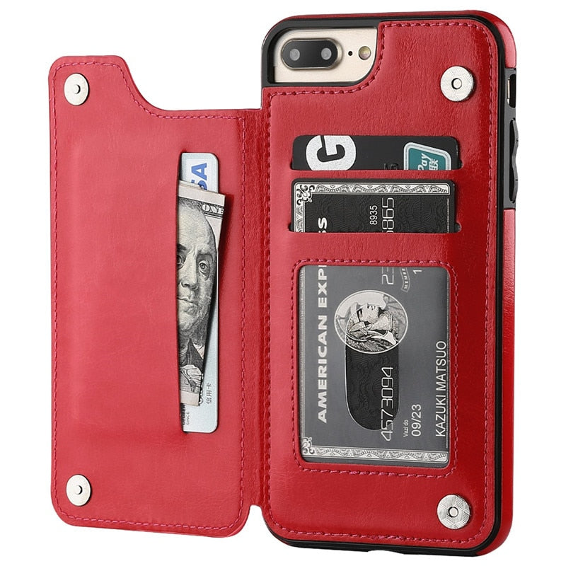 Etui na telefon iPhone z portfelem ze skóry