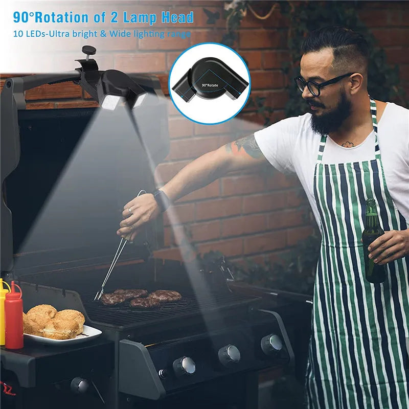 Lampa Grillowa LED Carvallo z Podwójną Głowicą | Obracana 360° &amp; Odporną na Ciepło | Super Jasna do BBQ, Wędkowania Nocnego &amp; Kempingu
