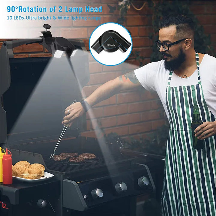 Lampa Grillowa LED Carvallo z Podwójną Głowicą | Obracana 360° &amp; Odporną na Ciepło | Super Jasna do BBQ, Wędkowania Nocnego &amp; Kempingu