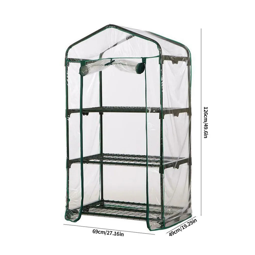 Carvallo Mini Przezroczysta folia PVC do szklarni | Wodoodporna i odporna na UV | Na 2–5 pięter | Z drzwiami na zamek błyskawiczny
