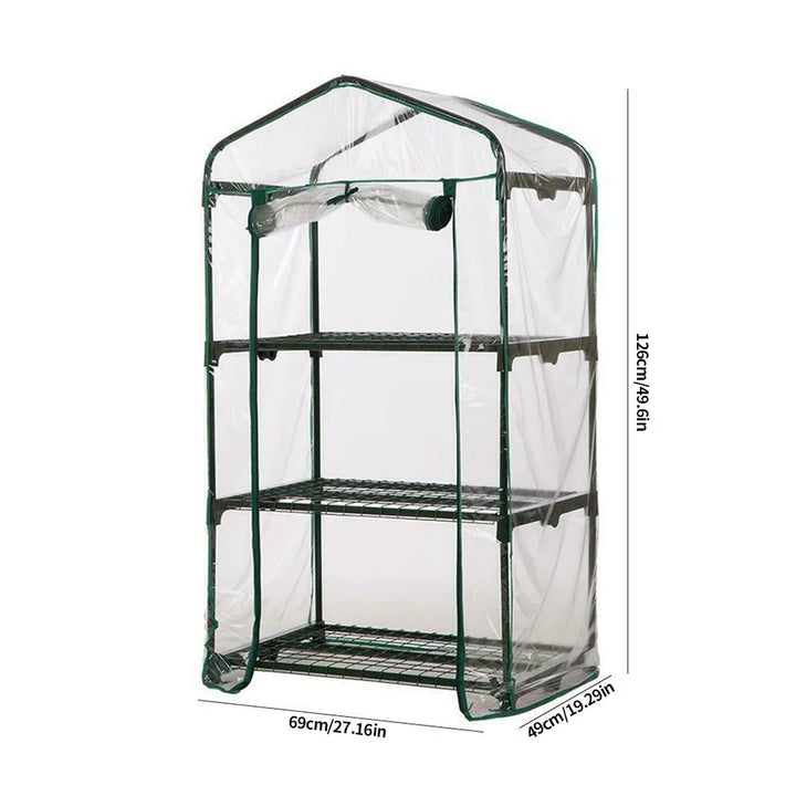 Carvallo Mini Przezroczysta folia PVC do szklarni | Wodoodporna i odporna na UV | Na 2–5 pięter | Z drzwiami na zamek błyskawiczny