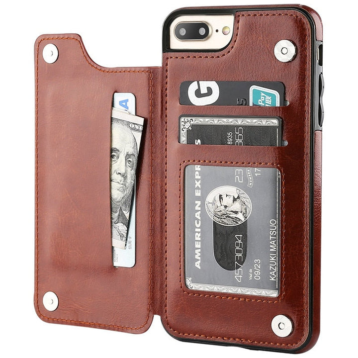 Etui na telefon iPhone z portfelem ze skóry