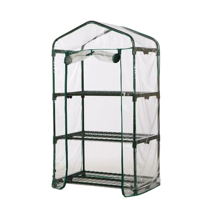 Carvallo Mini Przezroczysta folia PVC do szklarni | Wodoodporna i odporna na UV | Na 2–5 pięter | Z drzwiami na zamek błyskawiczny
