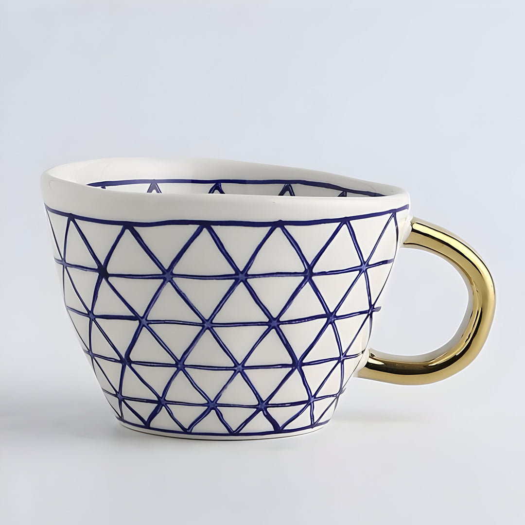 Kubek ceramiczny z geometrycznym wzorem – Stylowy i nowoczesny | Idealny do kawy lub herbaty