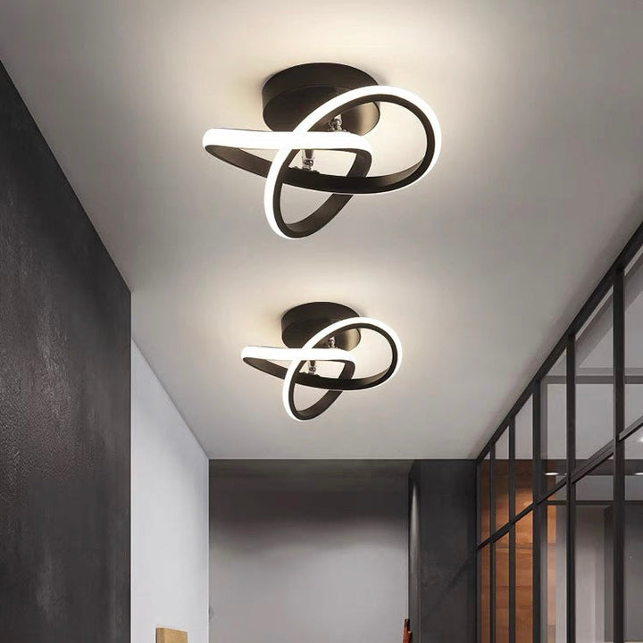 Lampa sufitowa z LED Czarna metalowa rama
