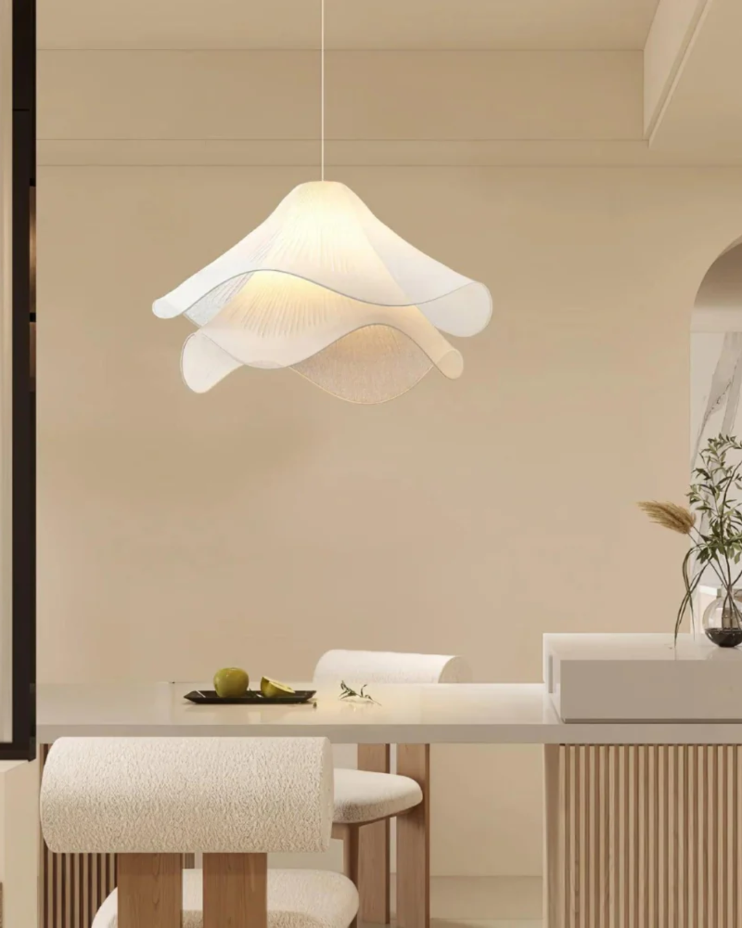 Lampa Wisząca Soft Bloom | 16″–20″ Lampa Tekstylna | Rzeźbiarska Atmosfera