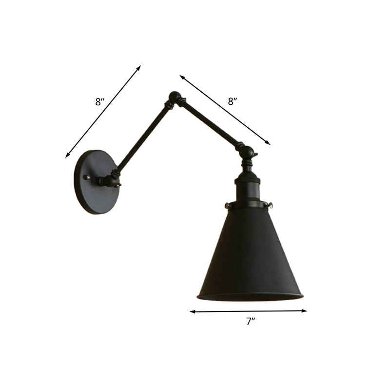 Lampa Ścienna Stożkowa Farmhouse Żelazo Czarna Rdza Sypialnia