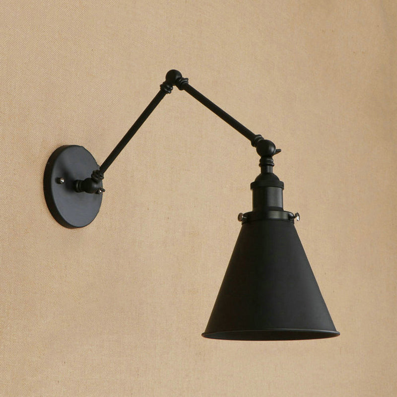 Lampa Ścienna Stożkowa Farmhouse Żelazo Czarna Rdza Sypialnia