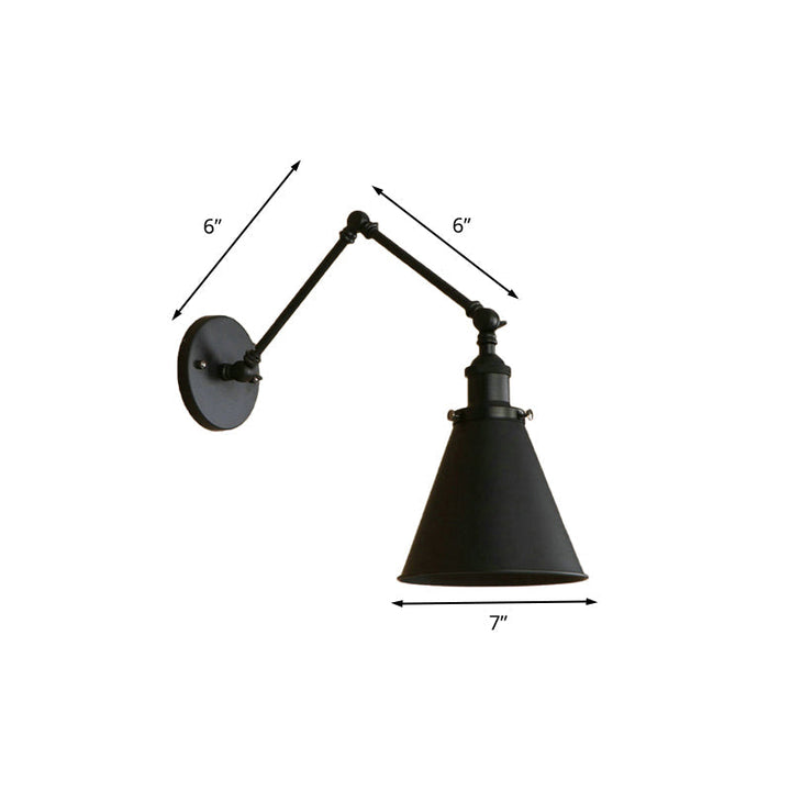 Lampa Ścienna Stożkowa Farmhouse Żelazo Czarna Rdza Sypialnia