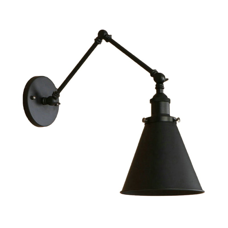 Lampa Ścienna Stożkowa Farmhouse Żelazo Czarna Rdza Sypialnia