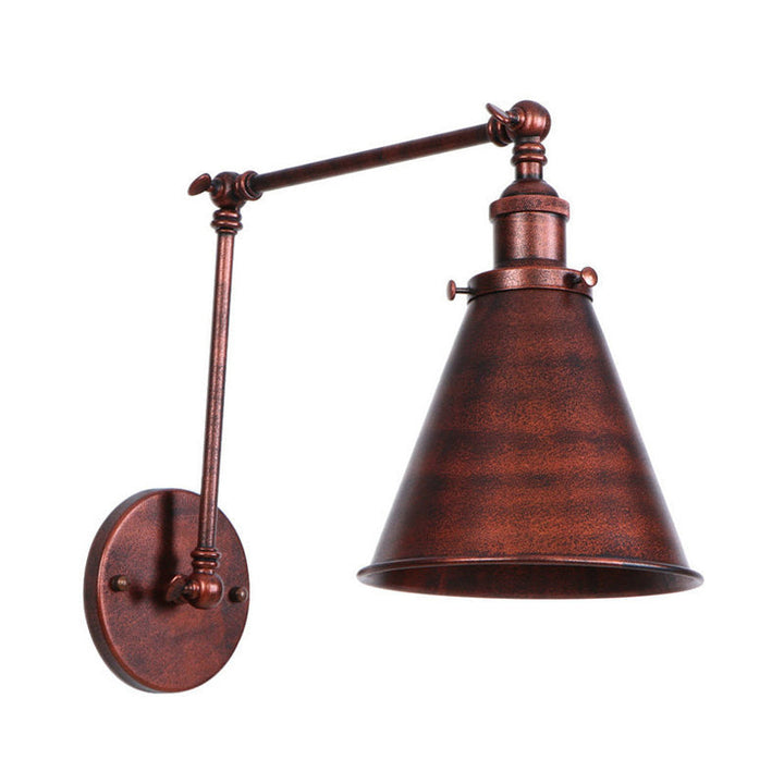 Lampa Ścienna Stożkowa Farmhouse Żelazo Czarna Rdza Sypialnia