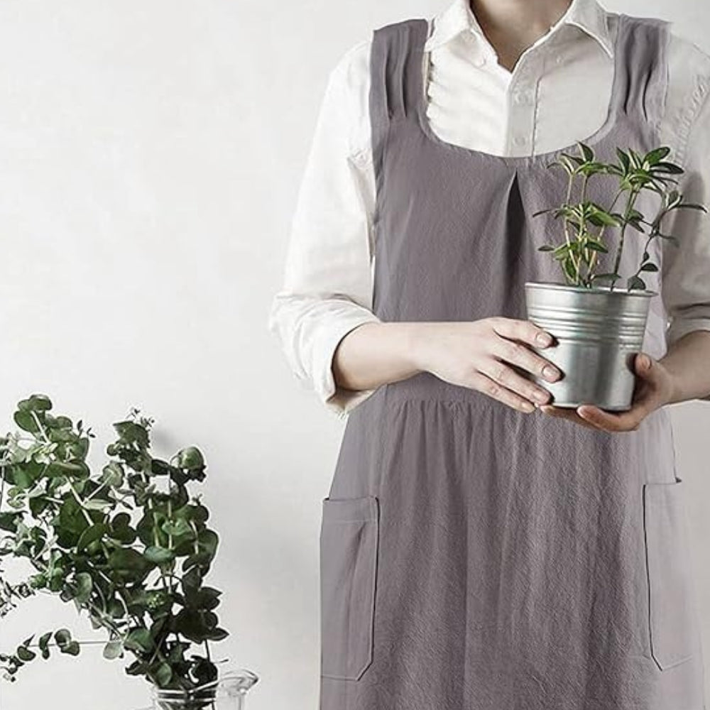 Elegancki koreański fartuch z krzyżowym plecami dla prostego stylu