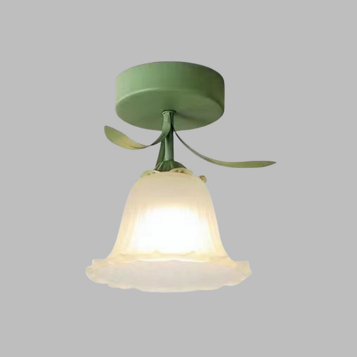 Lampa sufitowa z kwiatowym wzorem na szkle
