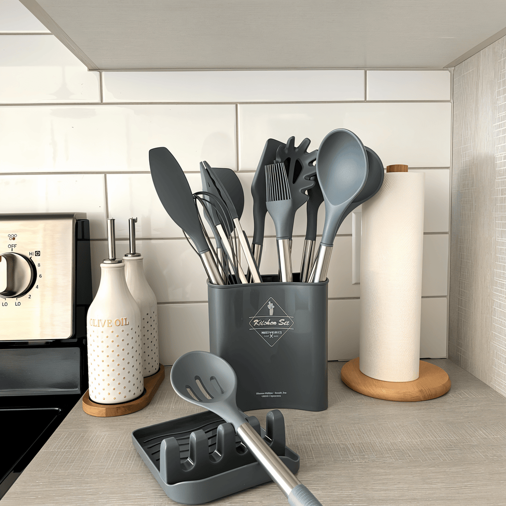 KitchenPro Silikonowe Akcesoria Kuchenne – Kompletny zestaw 12 częściowy