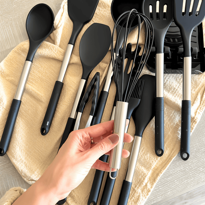KitchenPro Silikonowe Akcesoria Kuchenne – Kompletny zestaw 12 częściowy