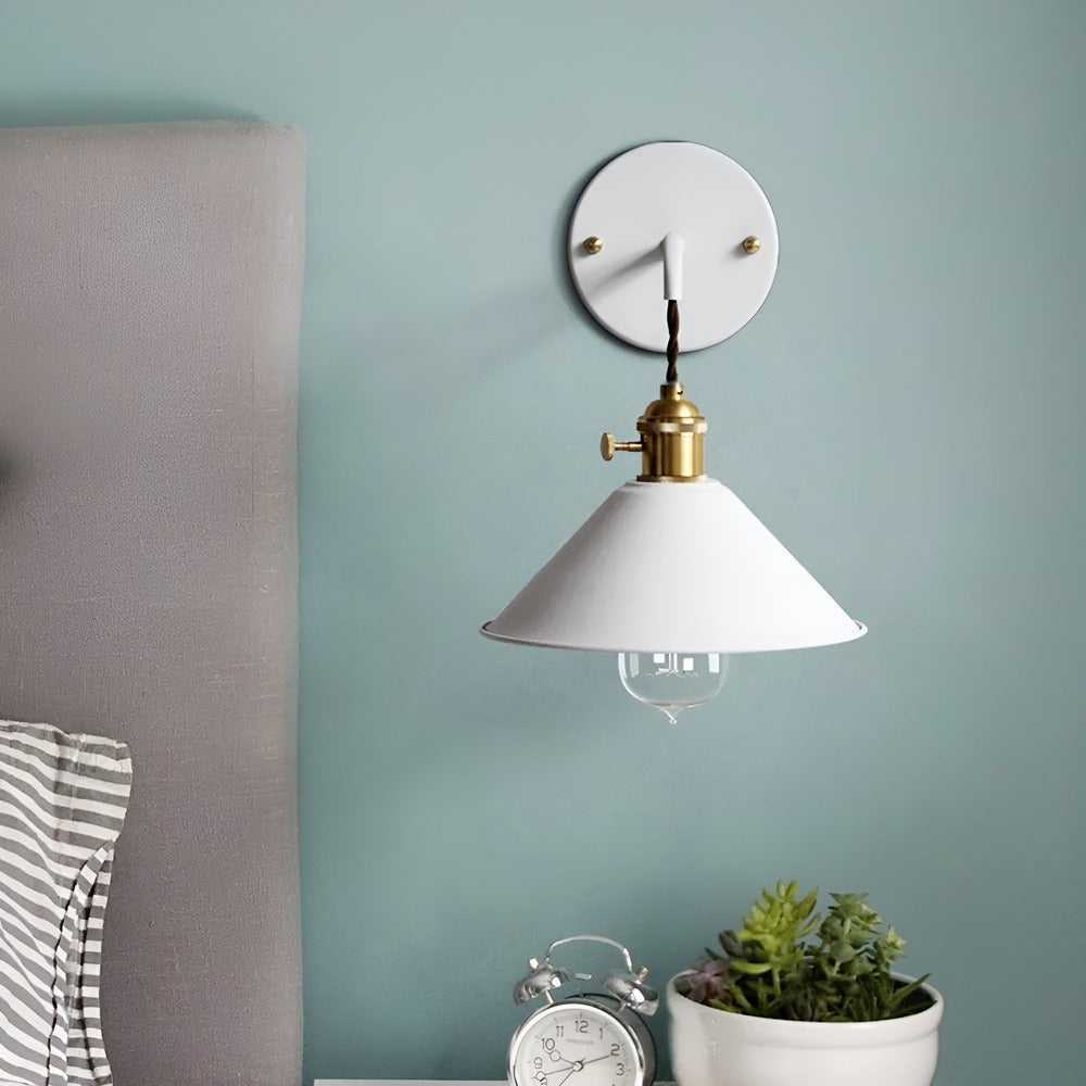 Retro Lampa Ścienna z Metalu – Lampa Ścienna w Stylu Vintage z Kloszem w Kształcie Stożka