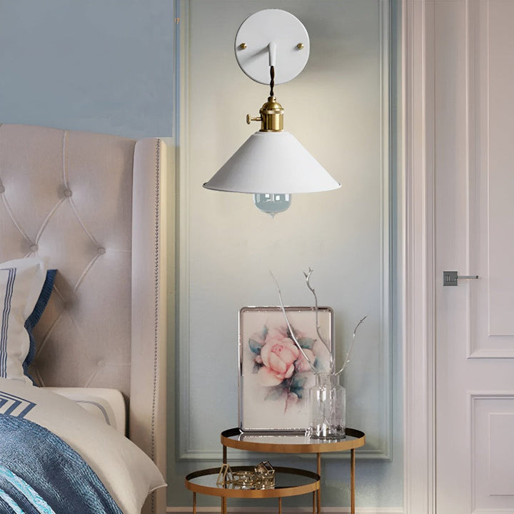 Retro Lampa Ścienna z Metalu – Lampa Ścienna w Stylu Vintage z Kloszem w Kształcie Stożka