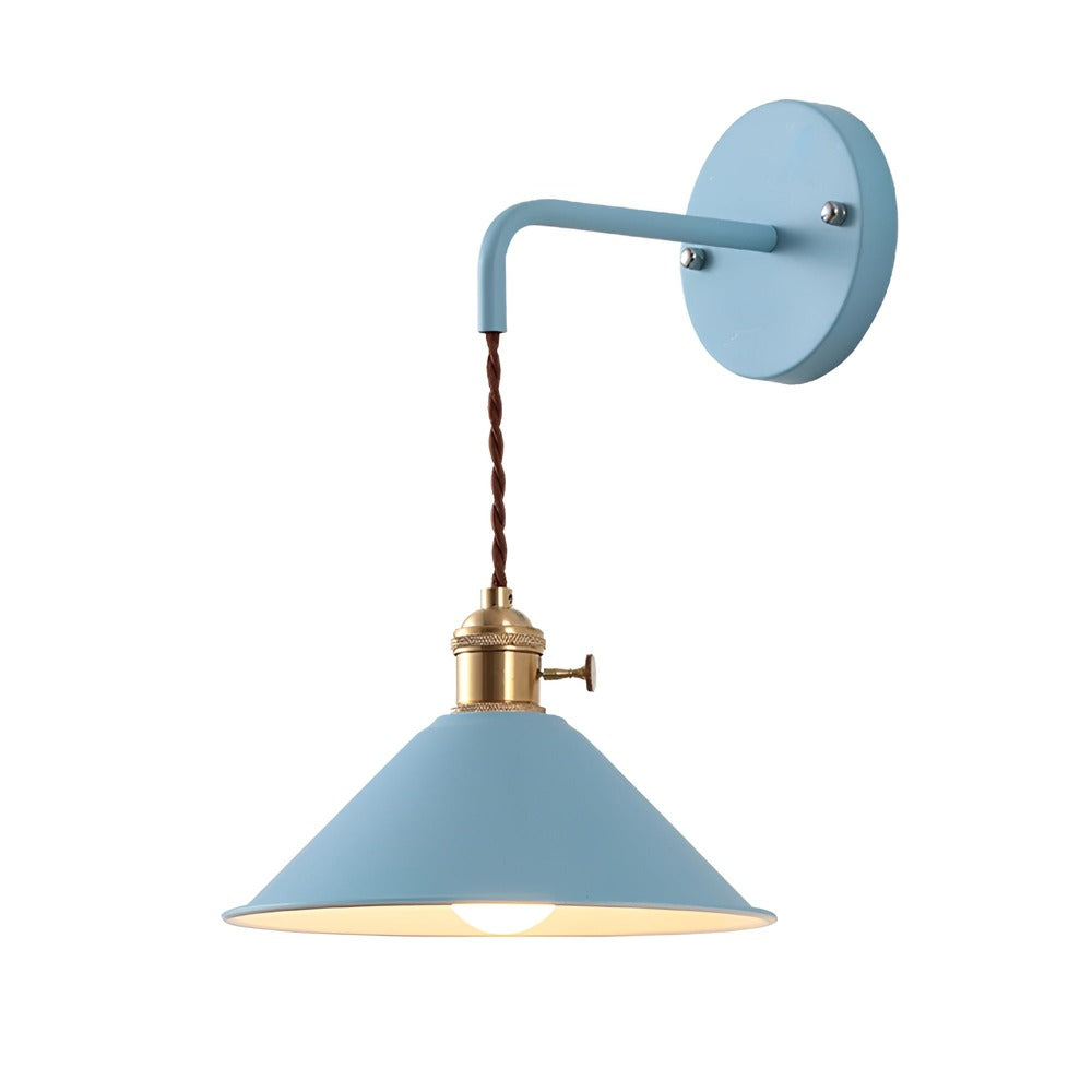 Retro Lampa Ścienna z Metalu – Lampa Ścienna w Stylu Vintage z Kloszem w Kształcie Stożka