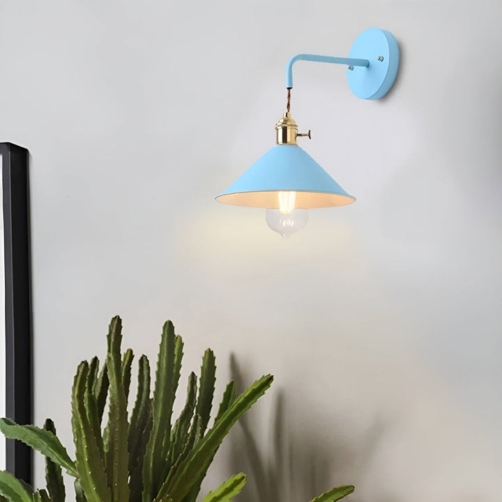 Retro Lampa Ścienna z Metalu – Lampa Ścienna w Stylu Vintage z Kloszem w Kształcie Stożka