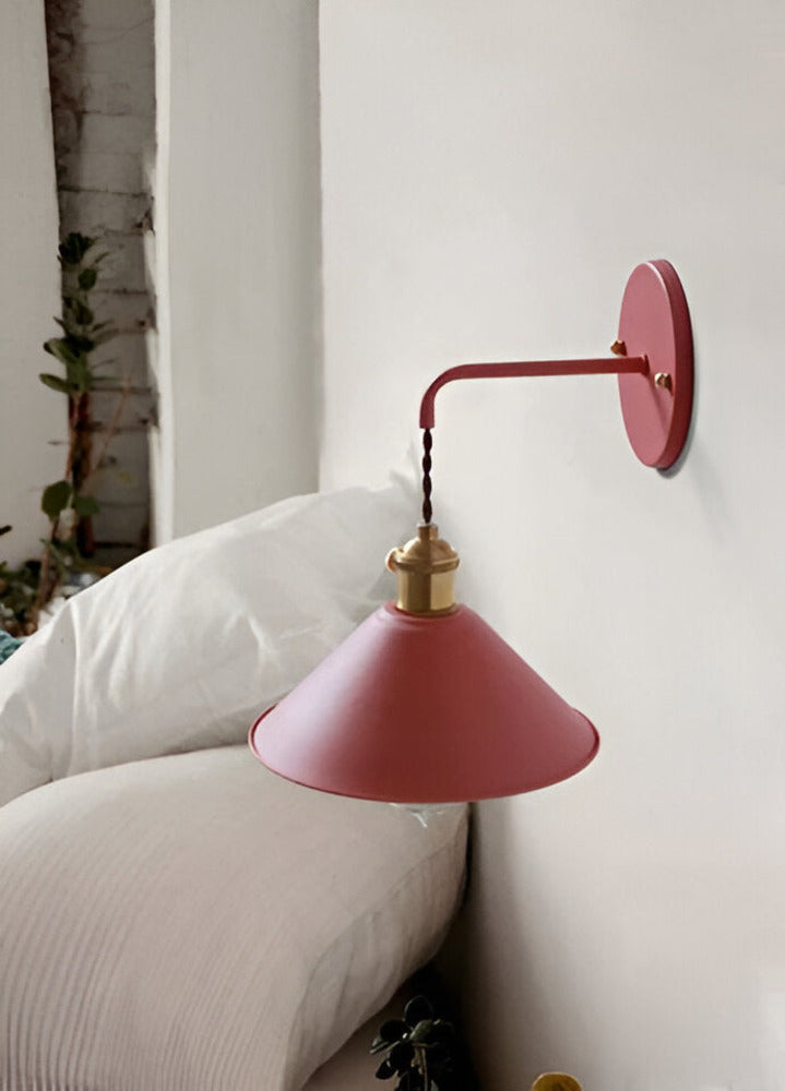 Retro Lampa Ścienna z Metalu – Lampa Ścienna w Stylu Vintage z Kloszem w Kształcie Stożka