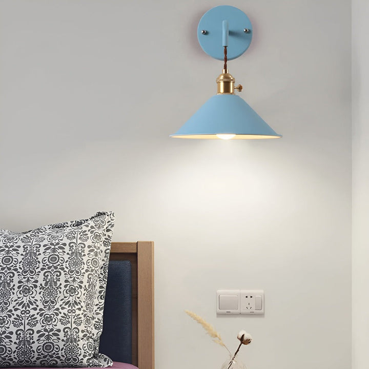Retro Lampa Ścienna z Metalu – Lampa Ścienna w Stylu Vintage z Kloszem w Kształcie Stożka