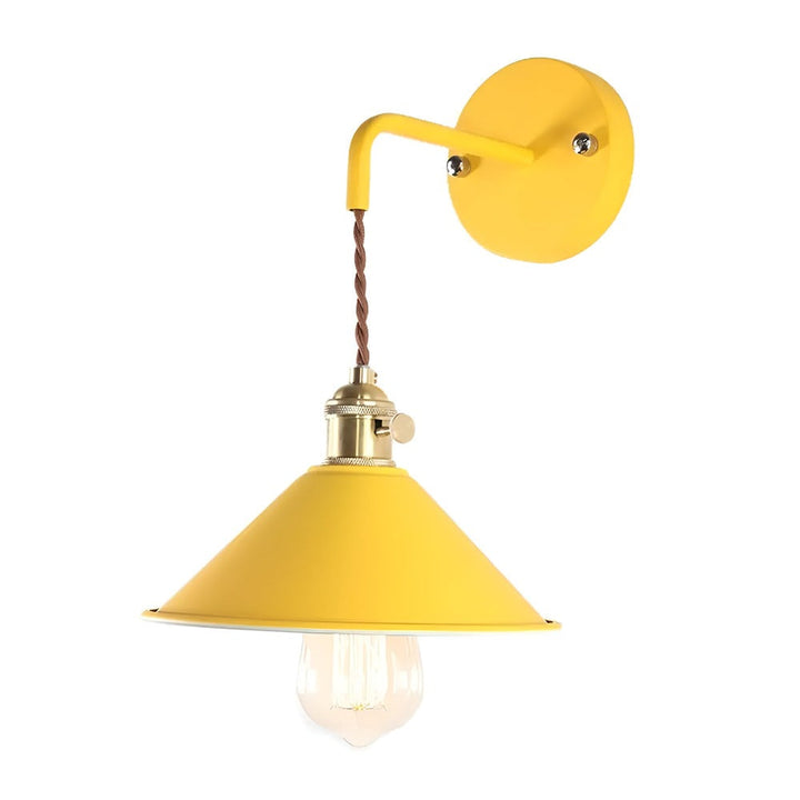 Retro Lampa Ścienna z Metalu – Lampa Ścienna w Stylu Vintage z Kloszem w Kształcie Stożka