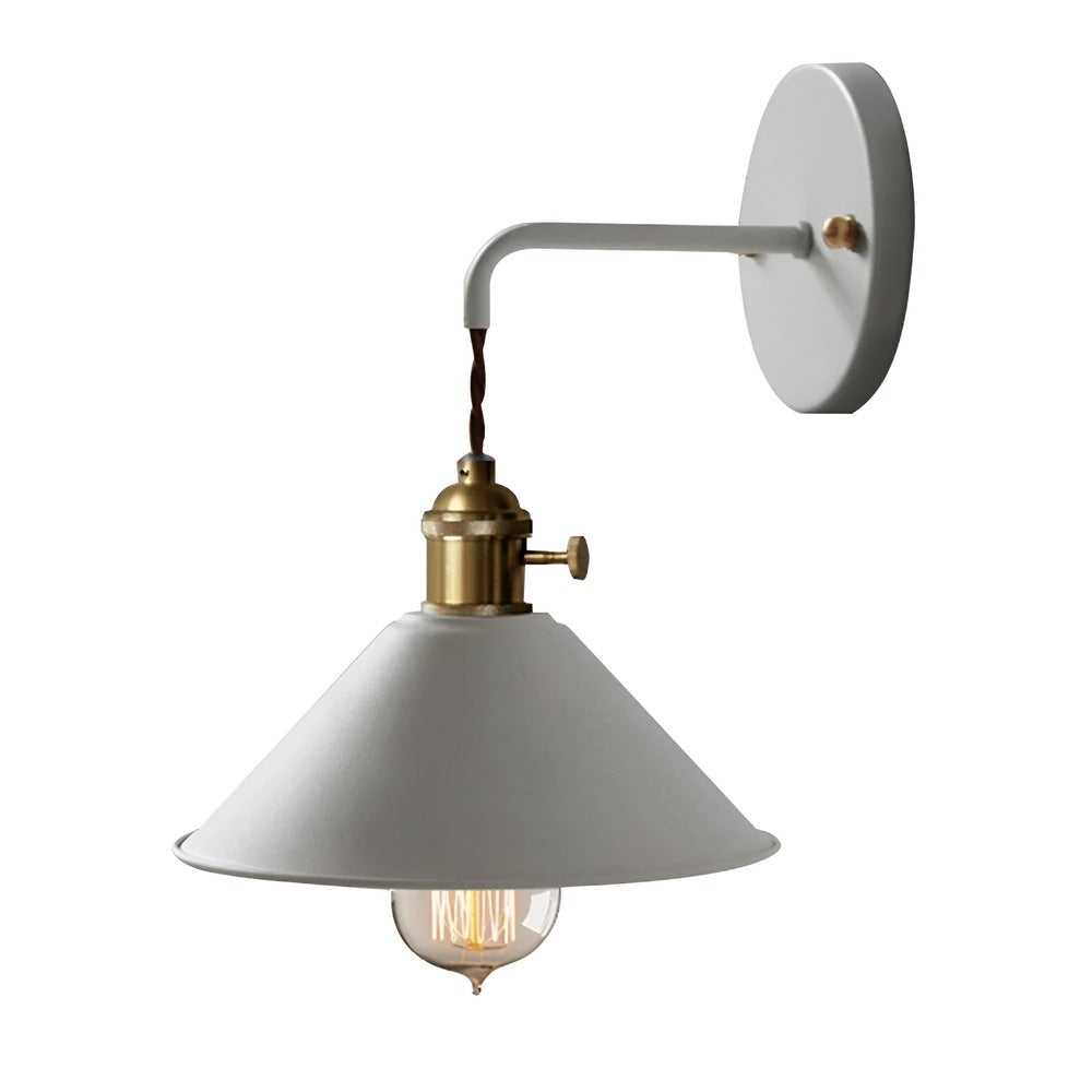 Retro Lampa Ścienna z Metalu – Lampa Ścienna w Stylu Vintage z Kloszem w Kształcie Stożka