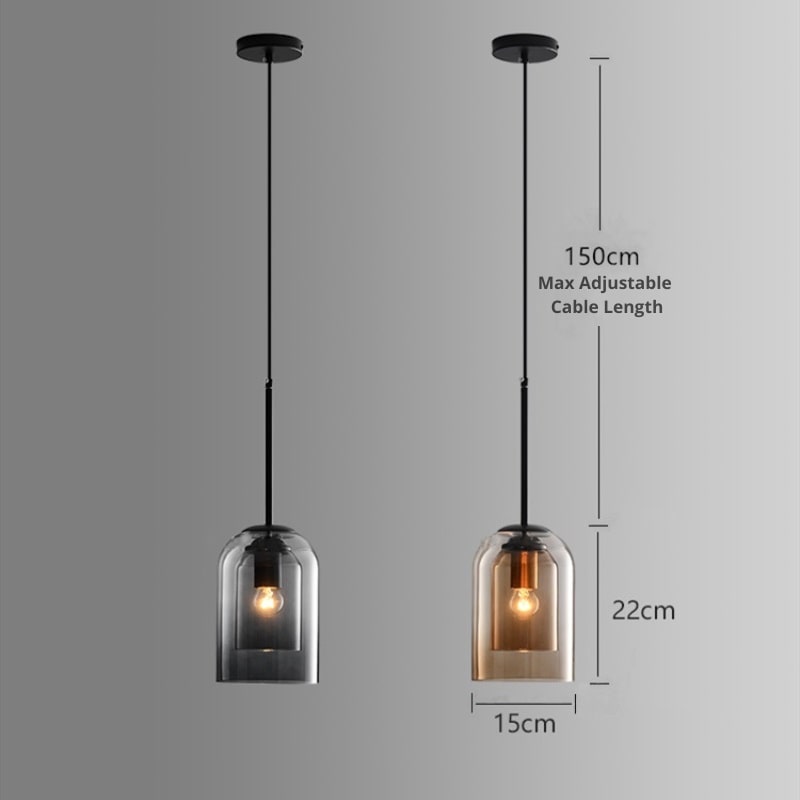 Lampa wisząca z połowy wieku w podwójnym szkle