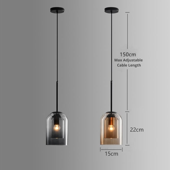 Lampa wisząca z połowy wieku w podwójnym szkle