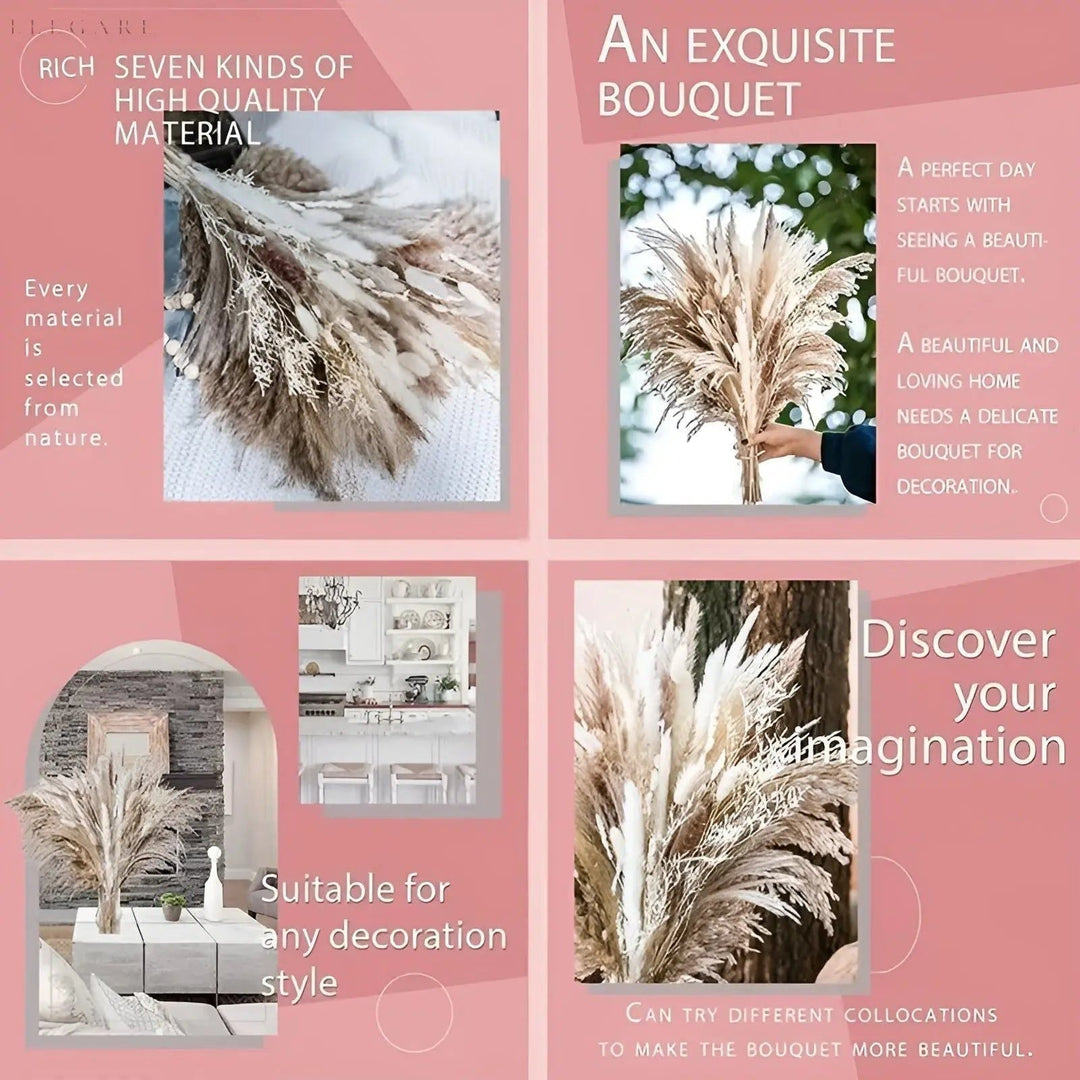 RusticPampas Dekor - Naturalne Puchate Trawy Pampas Boho do Dekoracji Wnętrz