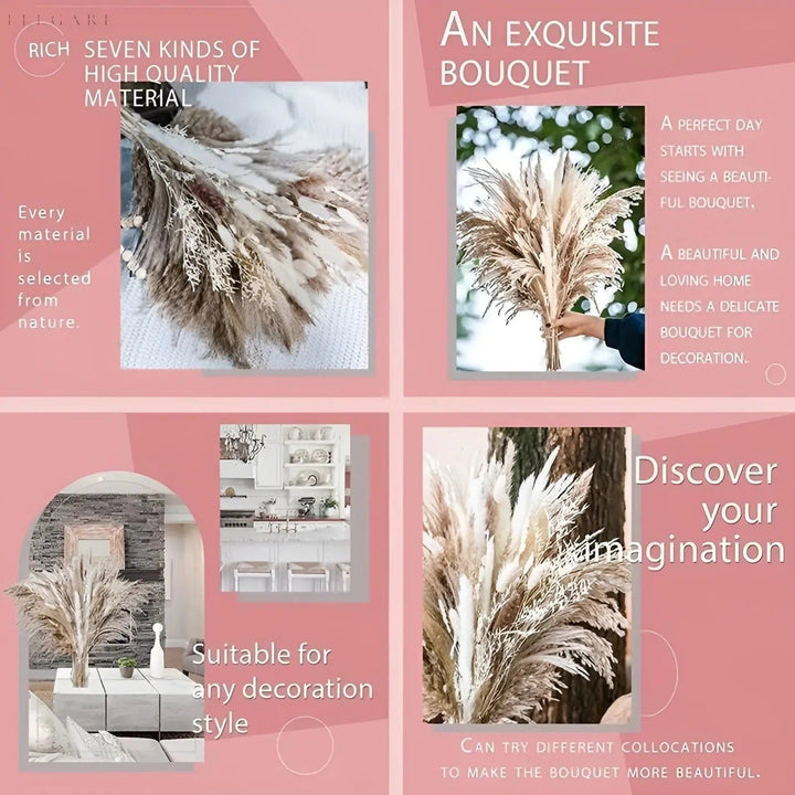 RusticPampas Dekor - Naturalne Puchate Trawy Pampas Boho do Dekoracji Wnętrz
