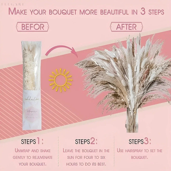 RusticPampas Dekor - Naturalne Puchate Trawy Pampas Boho do Dekoracji Wnętrz