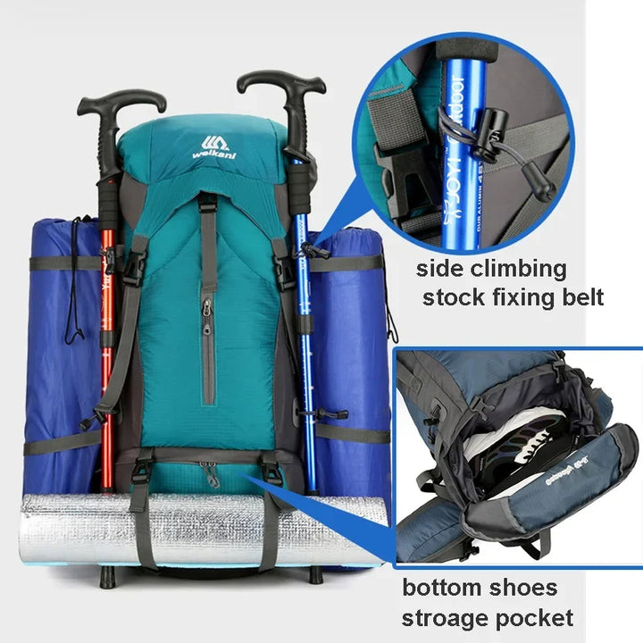 Carvallo 70L Plecak Trekkingowy | Wodoodporny Plecak Kempingowy z Osłoną Przeciwdeszczową | Duży Plecak na Zewnątrz do Wędrówek, Wspinaczki Górskiej i Podróży