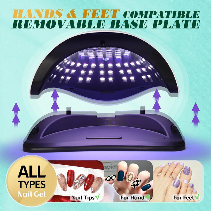 Carvallo-LED Lampa do paznokci NailRadiant Pro 81 | 81 LED-ów | 4 tryby timera | Inteligentny czujnik i technologia bezbólowości | Do Carvallo i żelu LED