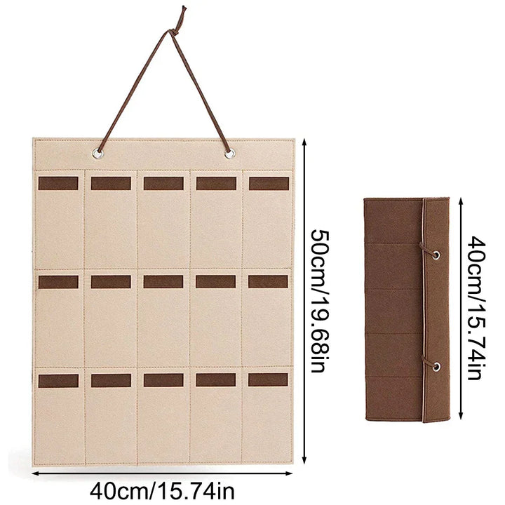 Organizer Carvallo | Ścienny uchwyt na okulary | Składana torba na okulary przeciwsłoneczne | Oszczędzająca miejsce i odporna na kurz | 42 × 38 cm