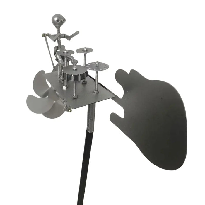 Carvallo Metalowy Wiatrak Gitara | Ręcznie Robiona Rzeźba Wiatru | Rockowa Dekoracja do Ogrodu i Tarasu | 28 × 17 cm