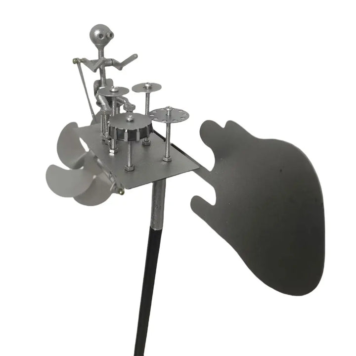 Carvallo Metalowy Wiatrak Gitara | Ręcznie Robiona Rzeźba Wiatru | Rockowa Dekoracja do Ogrodu i Tarasu | 28 × 17 cm