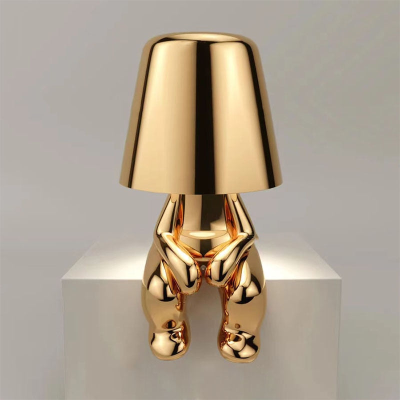Nowoczesna Złota Metalowa Lampa LED na Stół