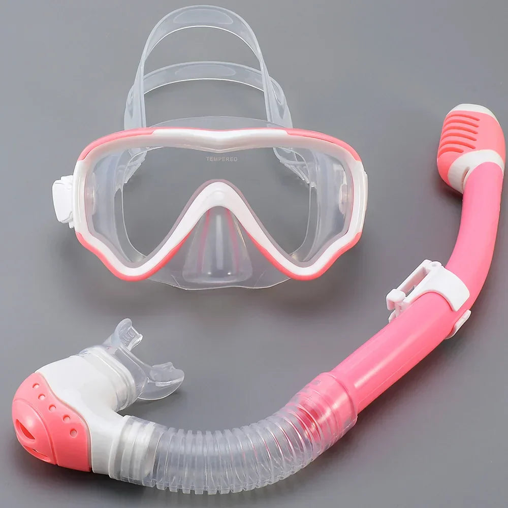 Carvallo Barn Tauchmask med snorkel | Antyfogowy i szczelny | Szkło hartowane i silikon | Dla chłopców i dziewcząt w wieku 7–15 lat