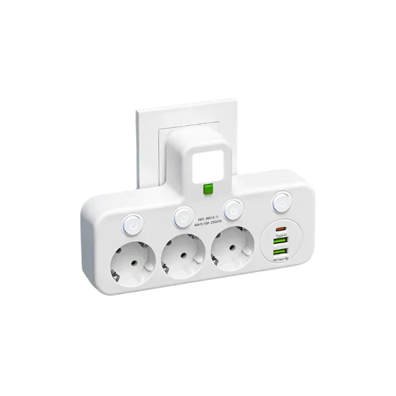 Carvallo VOLTRIQ ProLine | 3–4 gniazda + 2× USB &amp; 1× Typ-C | 2500 W | Ochrona przeciwprzepięciowa &amp; Włącznik