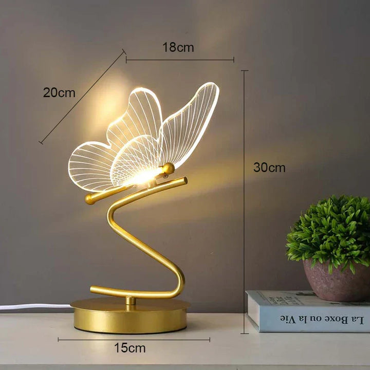 Lampa stołowa Carvallo Lunavia | 3 źródła światła | Motyw motyla | Akryl i złoto | 6 W