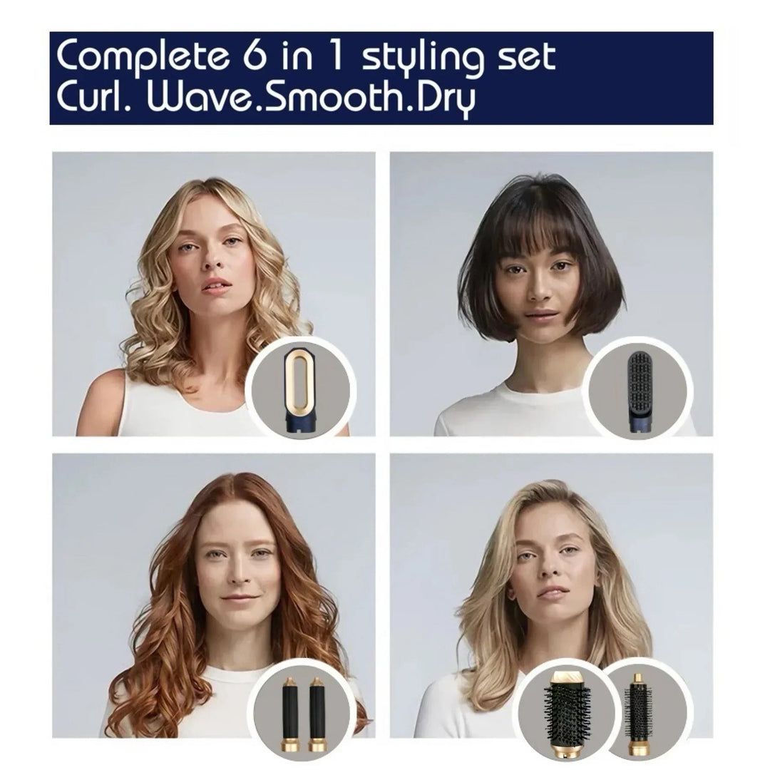 Carvallo-Föhn StyleVibe Pro 6-w-1 | Suszarka, prostownica &amp; lokówka | Z funkcją szczotkowania | 220–240 V wtyczka EU
