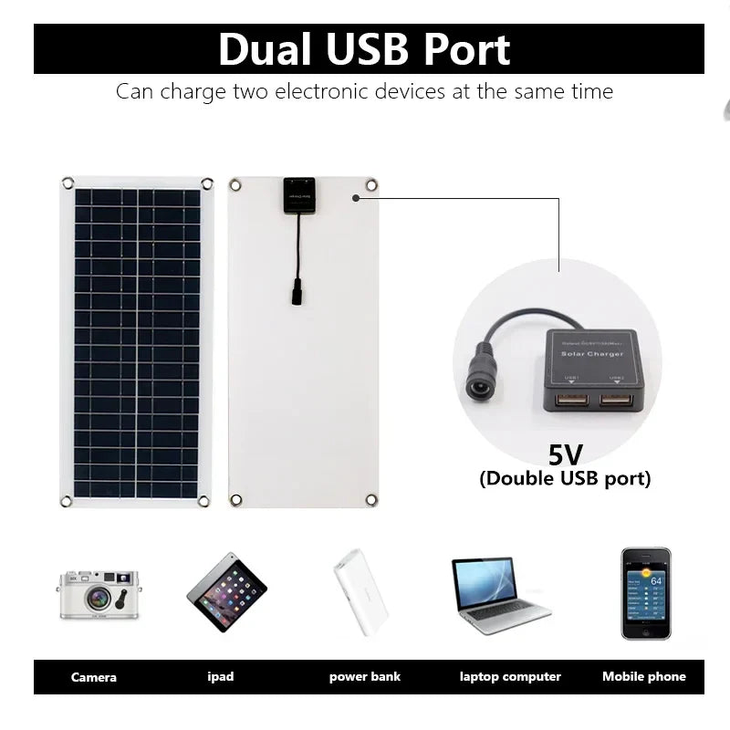 Carvallo Panel słoneczny 1200W | Elastyczny panel 12V do ładowania | 2x USB &amp; 100A regulator ładowania | Kemping na świeżym powietrzu