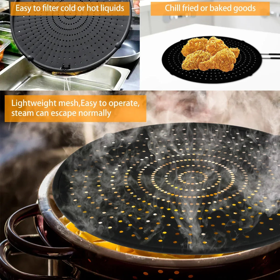 Carvallo CookSafe FlexGuard | Silikon i stal nierdzewna | Składana osłona na patelnię i garnek | 50×32 cm | Odporny na ciepło i bezpieczny w zmywarce