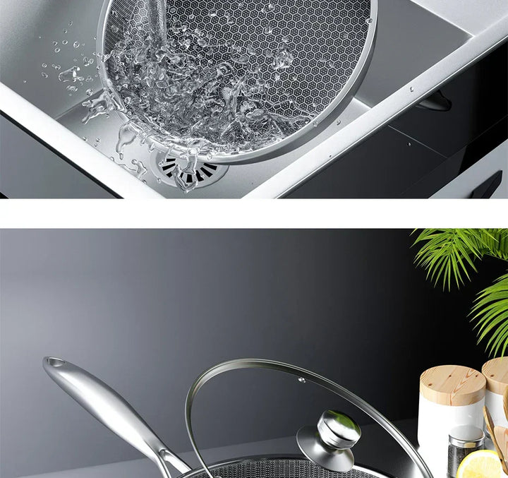 Patelnia Honeycomb Non Stick z Nierdzewnej Stali – Patelnia 3-warstwowa do Indukcji i Wszystkich Płytek