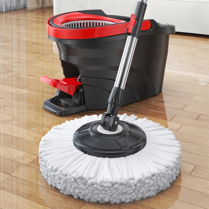 Carvallo Clean Mop Kompletny zestaw mopów | design z obracanym skrętem | z systemem łatwego rozpoczęcia odwirowania | w tym wiadro