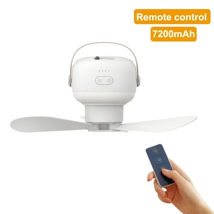 Wentylator sufitowy Carvallo | Bateria 3600/7200 mAh | LED i pilot zdalnego sterowania | Cichy i do zawieszenia