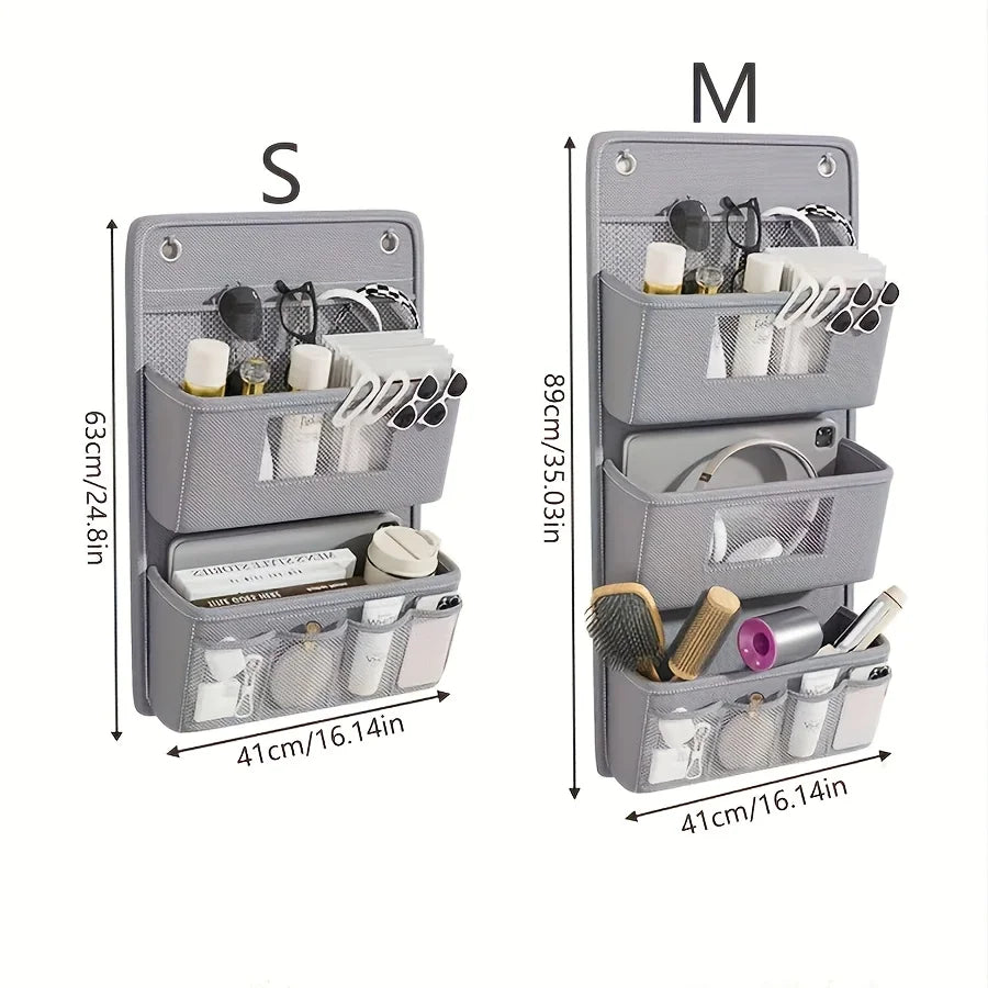 Carvallo WallPocket Organizer Ścienny Tkanina Szary | Z oknem i hakami | Wiele kieszeni