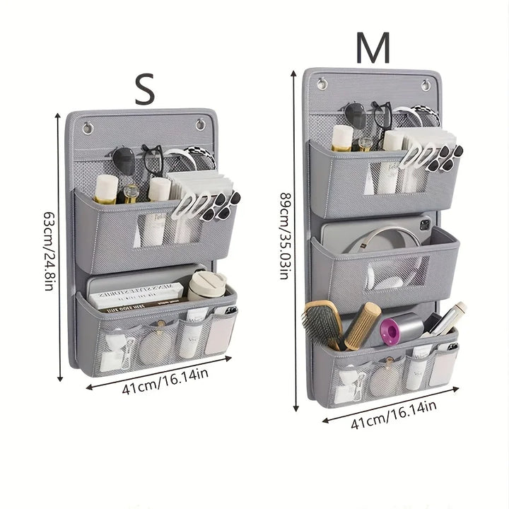 Carvallo WallPocket Organizer Ścienny Tkanina Szary | Z oknem i hakami | Wiele kieszeni