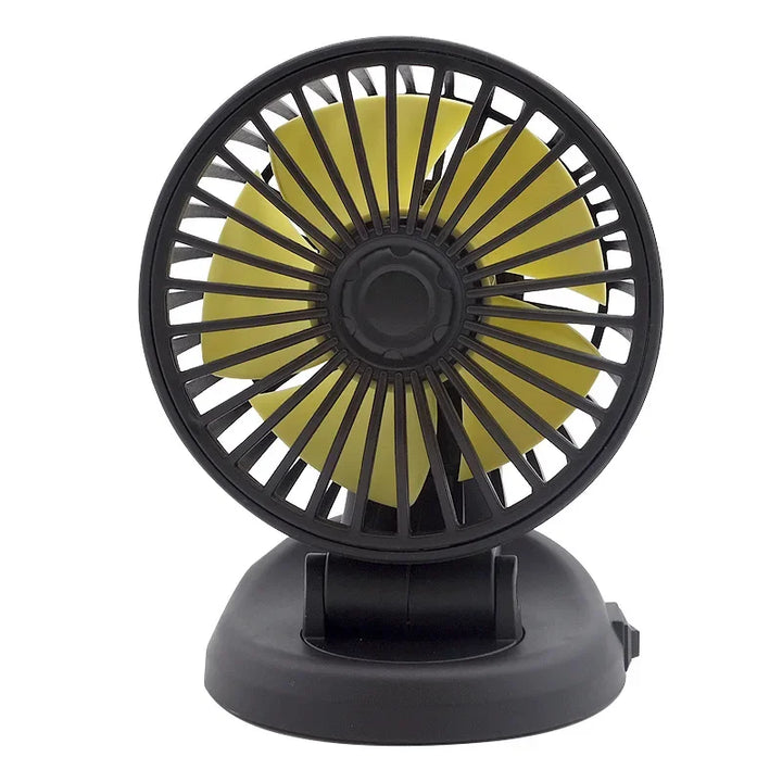 Wentylator samochodowy Carvallo 12V/24V/5V | USB lub zapalniczka | Obrotowy i kompaktowy | Do samochodu, ciężarówki, SUV, kampera i biura